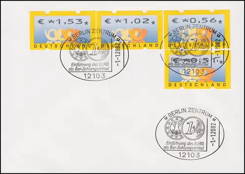 4.1 Posthörner Portosätze 51, 56, 102 und 153 Cent auf FDC passender ESSt BERLIN