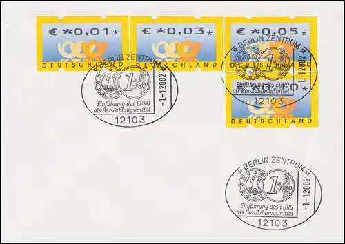 4.1 Posthorner RS 1 de 1 à 56 centimes à 2 FDC ESSt BERLIN 1.1.2002