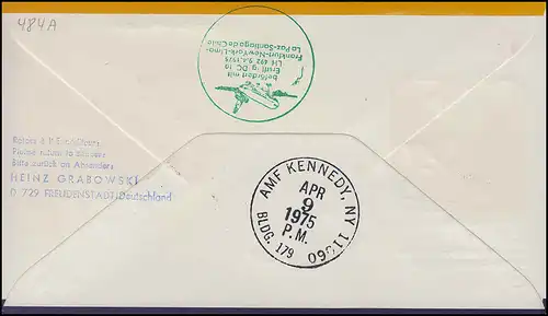 R-Brief Aeroport Lufthansa DC 10, LH 492, Frankfurt Main / New York 9.4.1975