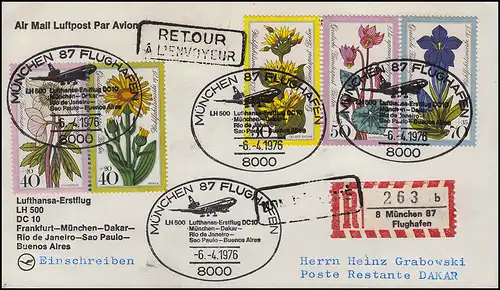 Lufthansa Premier vol R-Lettre DC 10, LH 500 Munich / Dakar 6. + 7.4.1976