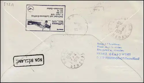 Lufthansa Premier vol R-Lettre DC 10, LH 500 Munich / Dakar 6. + 7.4.1976