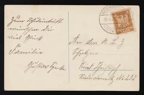 Photo AK HB 9791/6 Jeune Ranzen violet pantalon casquette Schultütte, Niederoderwitz 19.4.27