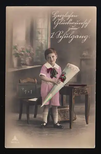 AK PH 5672/4 Costume rose sac d'école devant la tablette, basse ou basse 20.4.27