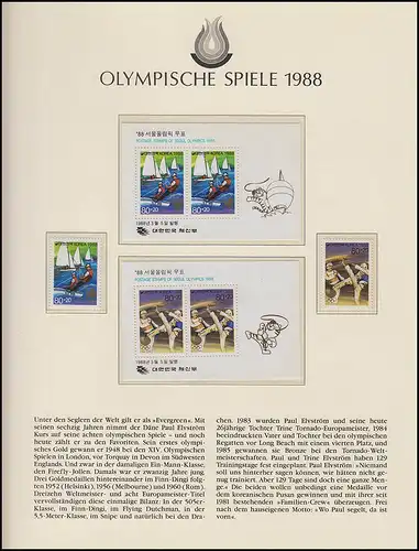 Olympia 1988 Seoul - Südkorea 2 Block + Satz, Segeln und Judo, postfrisch **