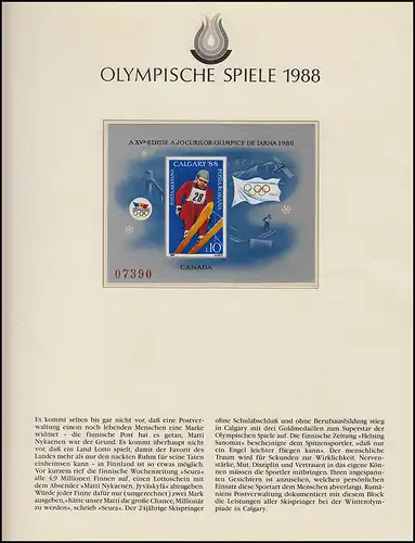 Olympia 1988 Calgary - Roumanie, bloc sans dents Skispringer Anneaux olympiques **