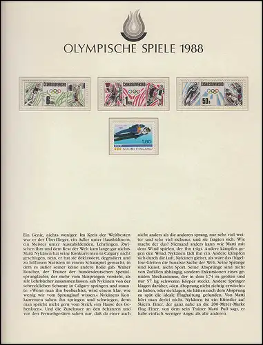 Olympia 1988 Calgary - Set Tchécoslovaquie + Finlande, Nykännen, Basketball **