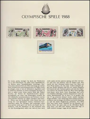 Olympia 1988 Calgary - Set Tschechoslowakei + Finnland, Nykännen, Basketball **