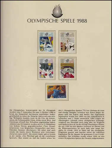 Olympia 1988 Séoul - Set Cyprern + Islande, ensemble + marque, athlètes stylisés **