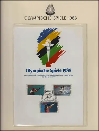 Olympia 1988 Seoul - Deutschland, ETB Sondermarken für den Sport, Berlin 18.2.88