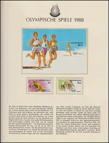 Olympia 1988 Seoul -  Belgien, Block + Satz, Marathon, Tischtennis, Radrennen **