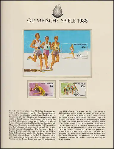 Olympia 1988 Séoul - Belgique, bloc + ensemble, marathon, ping-pong, course à vélo **