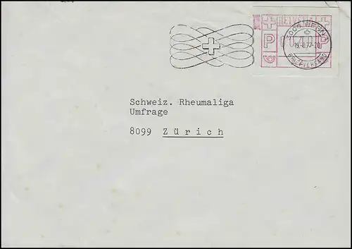 Schweiz ATM 1 HELVETIA Automat A 2 auf Brief zu 40 C. BERN 19.8.1977