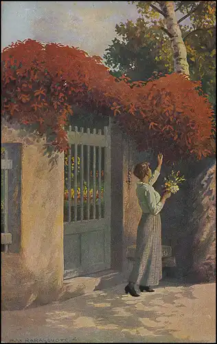 DEUTSCHE MARINE-SCHIFFSPOST No 2 - 8.9.1917 auf Feldpost-AK Gemälde Wilder Wein