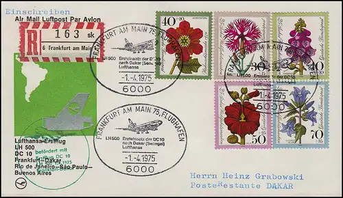 Lufthansa R-Brief Erstflug DC 10 LH 500 Frankfurt Main / Dakar 1. + 2.4.1975