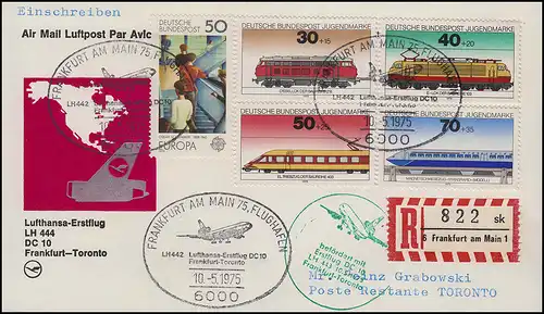 Lufthansa R-Brief Erstflug DC 10 LH 444 Frankfurt Main/ Toronto 10.5.1975