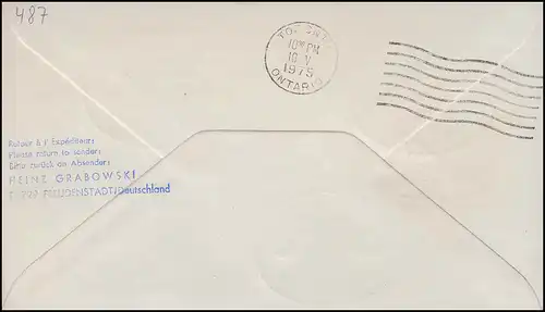 Lufthansa R-Lettre Premier vol DC 10 LH 444 Frankfurt Main/ Toronto 10.5.1975
