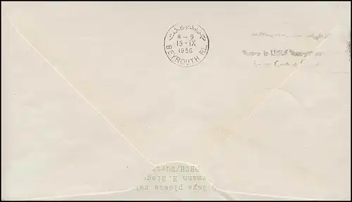 Airpost Lufthansa Vol d'ouverture Francfort Main/ Beyrouth 12. + 15.9.1956