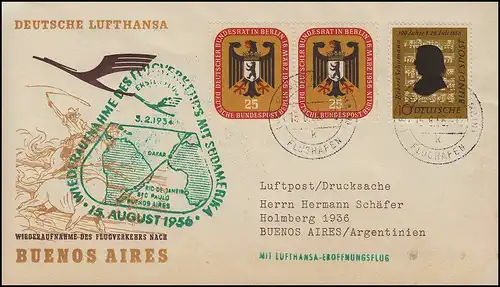 Airpost Lufthansa Vol d'ouverture Francfort Main/ Buenos Aires 15. + 17.8.1956