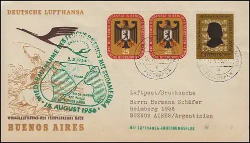 Luftpost Lufthansa Eröffnungsflug Frankfurt Main/ Buenos Aires 15. + 17.8.1956