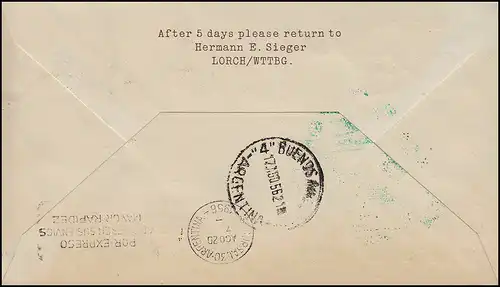 Airpost Lufthansa Vol d'ouverture Francfort Main/ Buenos Aires 15. + 17.8.1956