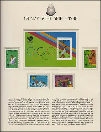 Olympia 1988 Calgary - Antigua & Barbuda, Block + Satz, Wasserball, Boxen **
