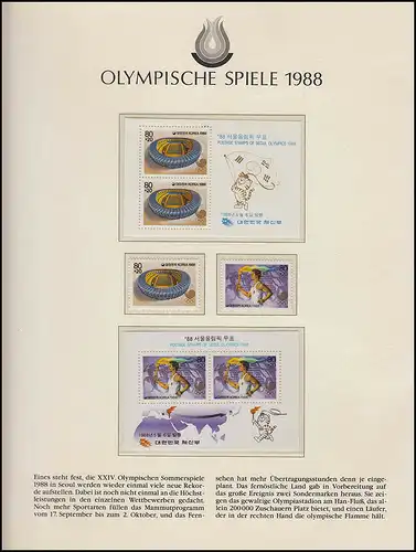 Olympia 1988 Calgary - Corée du Sud, 2 blocs + ensemble, Flammes Stadium olympia **