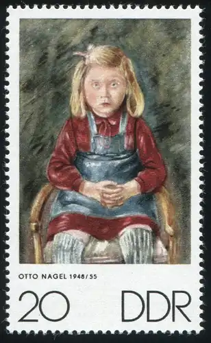 1608 Kunstwerke 20 Pf. mit PLF dunkler Fleck rechts vom Kopf, Feld 8, **