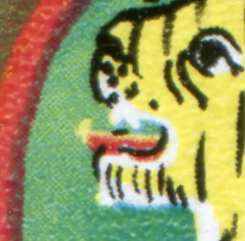 2418 Indische Kunst 20 Pf mit PLF gelber Fleck an der Zungenspitze, Feld 2, **