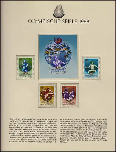 Olympia 1988 Séoul - Hongrie, bloc + ensemble, tennis, escrime, rames, boîtes, **