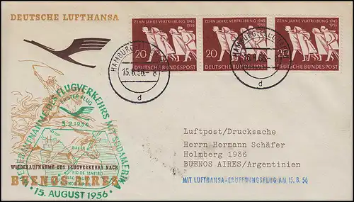 Luftpost Lufthansa Eröffnungsflug Hamburg/ Buenos Aires  15.+ 17.8.1956