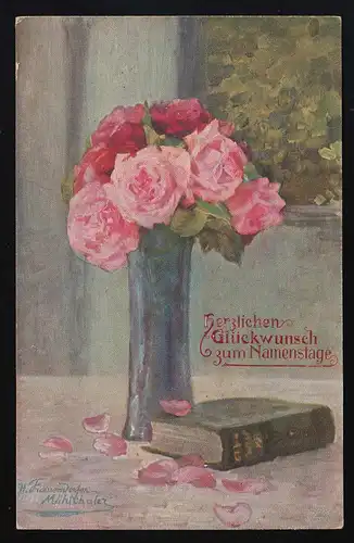 Artiste AK Primus, Roses No. 1016, H. Frauendorfer Mühlthaler sign. inutilisé