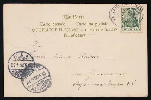 AK Sapin Branch + gui dans la neige, Halle (Saale) Bahnpost / Hanovre 20.5.1906