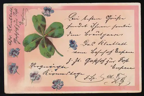AK Glücks - Klee & Veilchen, Nr 580, Eupen/ Montjoie (Monschau) 12./13.9.1903