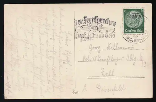 AK weiße Rosen, Namenstag, "Fernsprecher spart Zeit & Geld" München 24.4.1938 