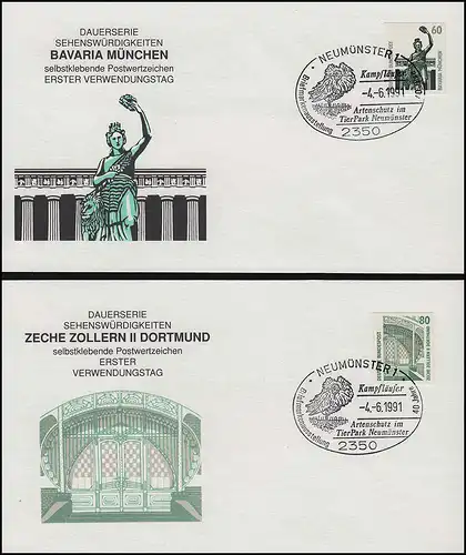 1531-1534 SWK 1991 selbstklebend aus MH 27 auf 4 Schmuck-FDC NEUMÜNSTER 4.6.1991