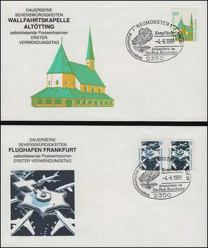 1531-1534 SWK 1991 selbstklebend aus MH 27 auf 4 Schmuck-FDC NEUMÜNSTER 4.6.1991