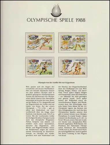 Olympische Spiele 1988 Seoul - Cook Inseln, Antike + Neuzeit im Sport **