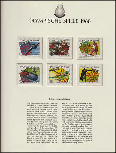 Olympische Spiele 1988 Calgary - Guinea, Satz, Eiskunstlauf, Eishockey Slalom **