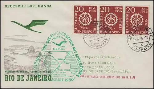 Airpost Lufthansa Vol d'ouverture Düsseldorf / Rio de Janeiro 15. + 17.8.1956