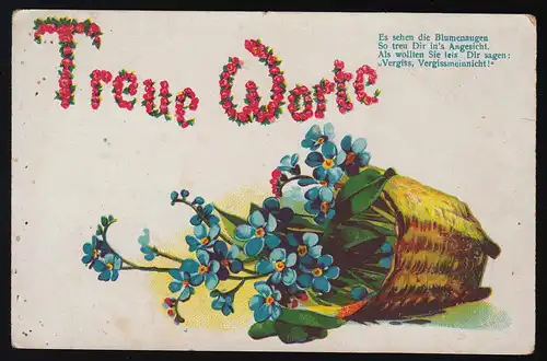 AK Panier N'oubliez pas, Mots de fidélité, Il voit les yeux de fleurs..., inutilisé