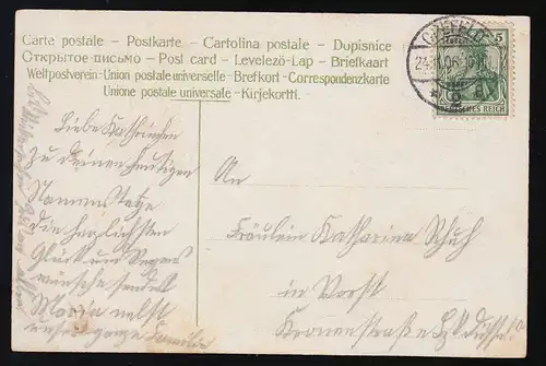 AK "Viel Glück" florale Schrift, Die Blüten sie knospen und.. Crefeld 24.11.1906