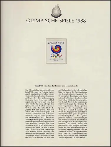 Jeux olympiques 1988 Séoul - Venezuela, marque, emblème, signet, frais de port **