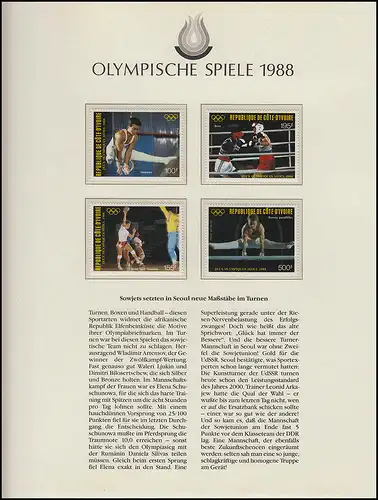 Jeux olympiques 1988 Séoul - Côte d'Ivoire, ensemble + bloc, anneaux, gymnases **