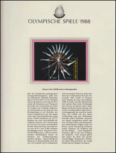 Olympische Spiele 1988 Seoul - Elfenbeinküste, Satz + Block, Ringe, Turnen **