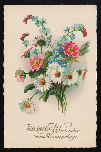 AK K.D. 804 G, Margeriten, Annemonen Strauß, Namenstag, Bad Wörishofen 2.1932