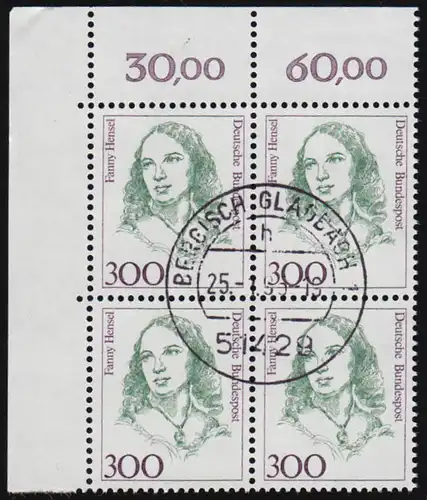 1433 Frauen 300 Hensel Eckrand-Viererblock oben links zentrischer Tages-O