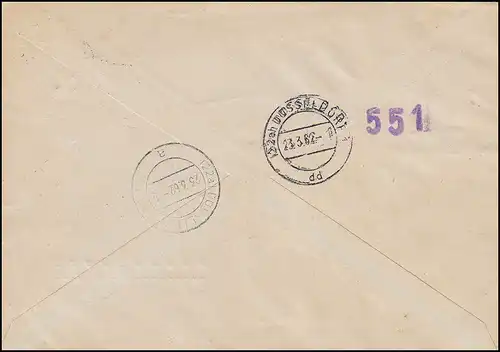 198 Schroeder als Rand-Viererblock auf Eil-Brief zentrischer Tages-O März 1962