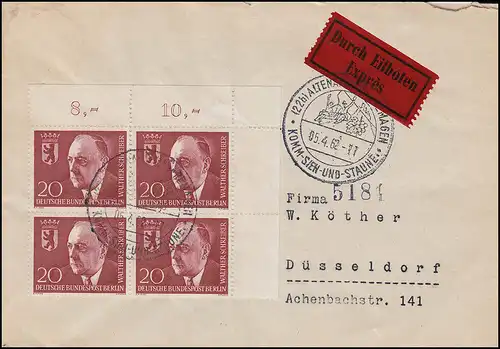 192 Schreiber: ER-Vbl. oben rechts auf Eil-Bf zentrischer SSt ALTENAHR 5.4.62