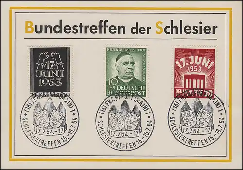 110-111 auf Sonderkarte Bundestreffen der Schlesier, SSt Frankfurt/M. 17.7.54