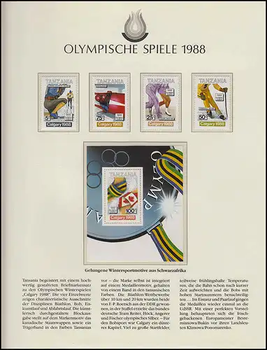Olympische Spiele 1988 Calgary - Tansania, Block+ Satz Biathlon, Bob, Abfahrt **